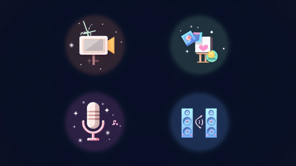Cuatro categorías de modelos de IA: Modelos de Vídeo, Modelos de Imagen, Modelos de Audio y Modelos de Música con iconos distintivos