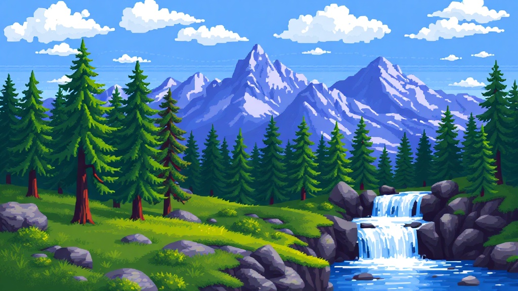 Comparación de salida IA de pixel art mostrando cuadrícula de píxeles limpia de FLUX Dev con dithering y composición de entorno de juego en capas de DALL-E 3